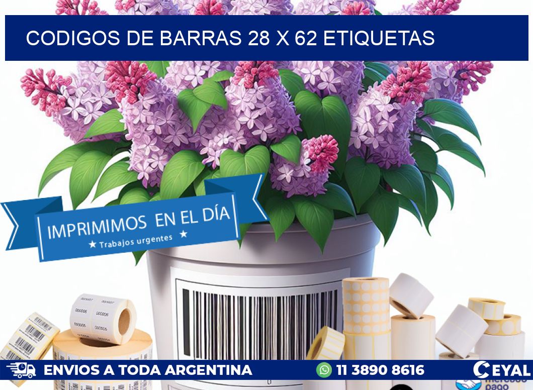 codigos de barras 28 x 62 etiquetas