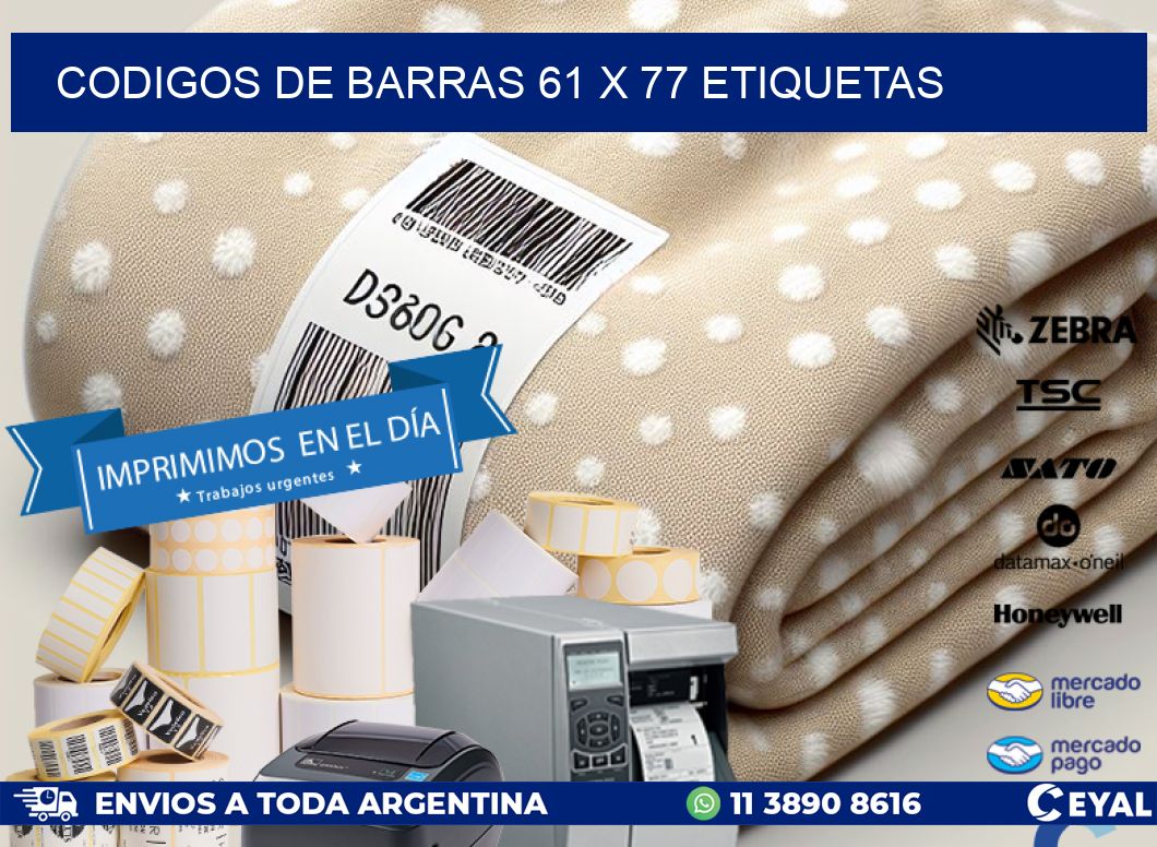 codigos de barras 61 x 77 etiquetas