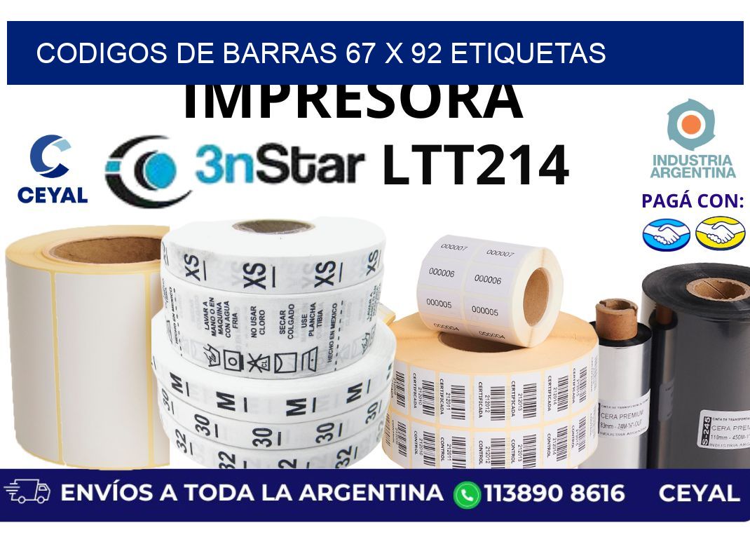 codigos de barras 67 x 92 etiquetas