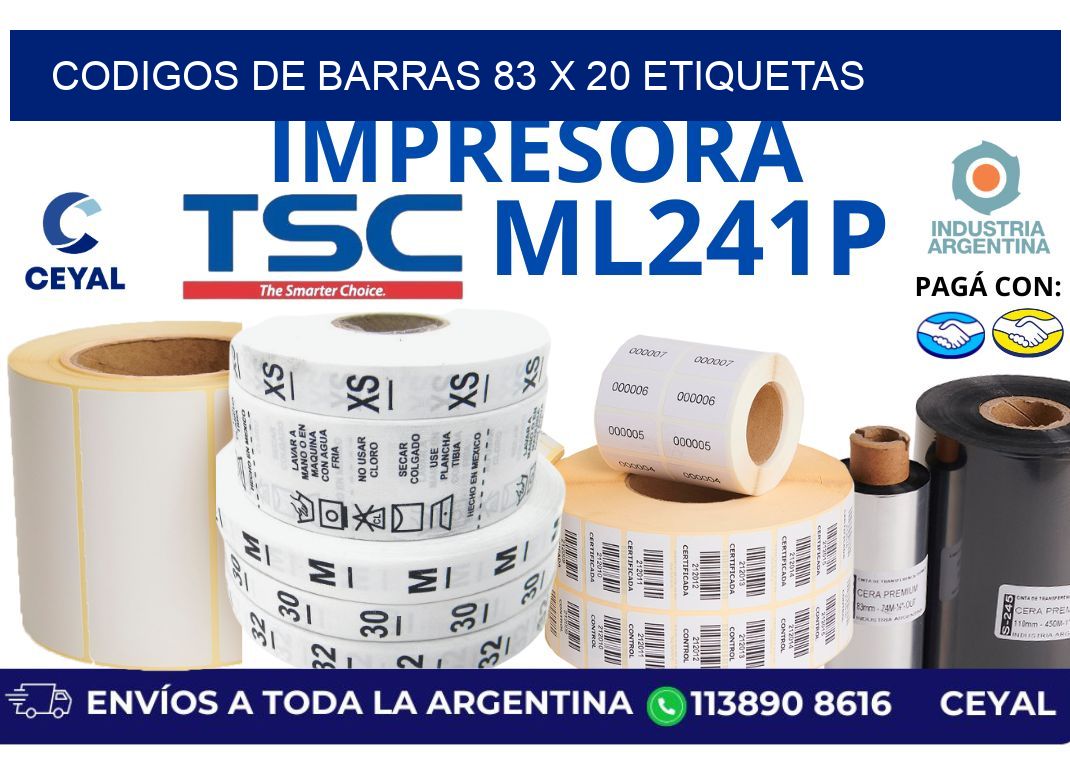codigos de barras 83 x 20 etiquetas