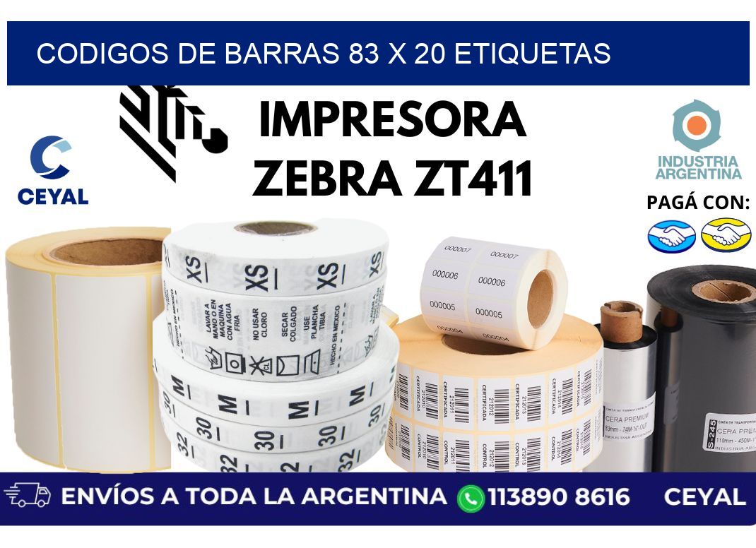 codigos de barras 83 x 20 etiquetas