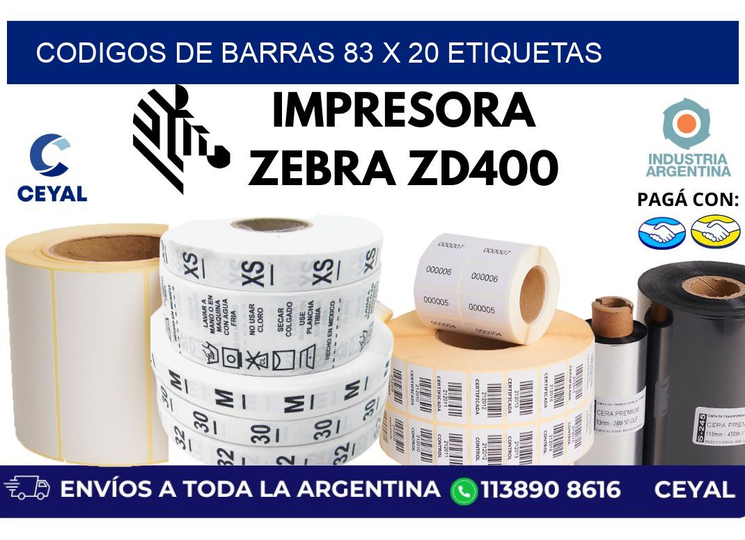 codigos de barras 83 x 20 etiquetas