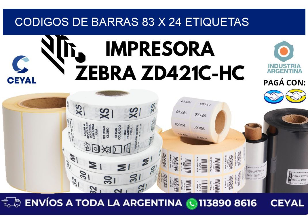 codigos de barras 83 x 24 etiquetas