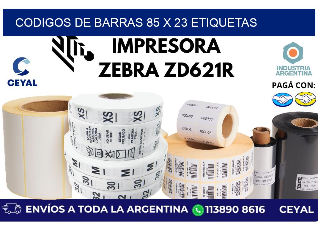 codigos de barras 85 x 23 etiquetas