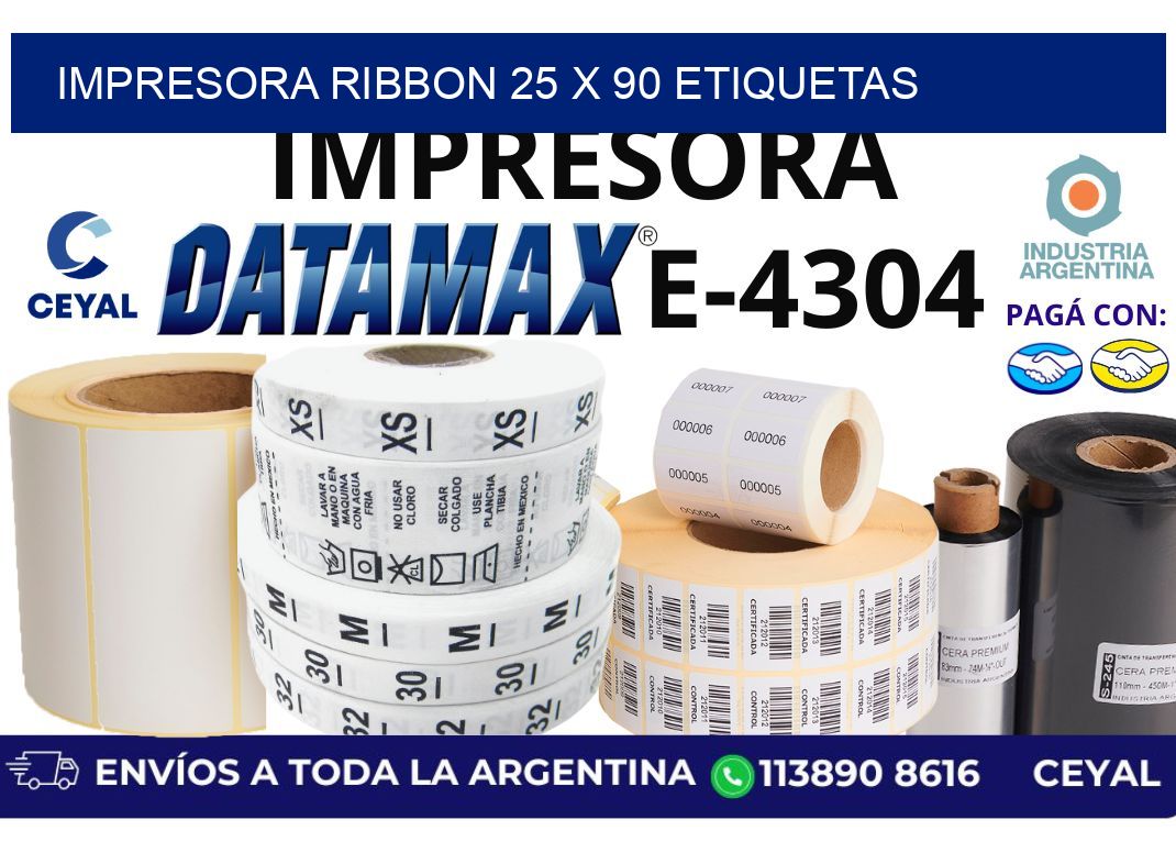 impresora ribbon 25 x 90 etiquetas