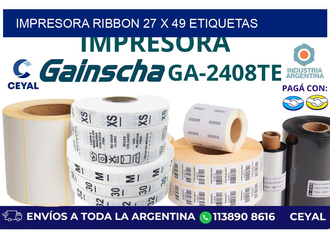 impresora ribbon 27 x 49 etiquetas