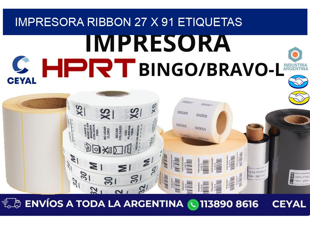 impresora ribbon 27 x 91 etiquetas