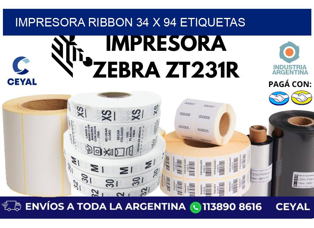 impresora ribbon 34 x 94 etiquetas