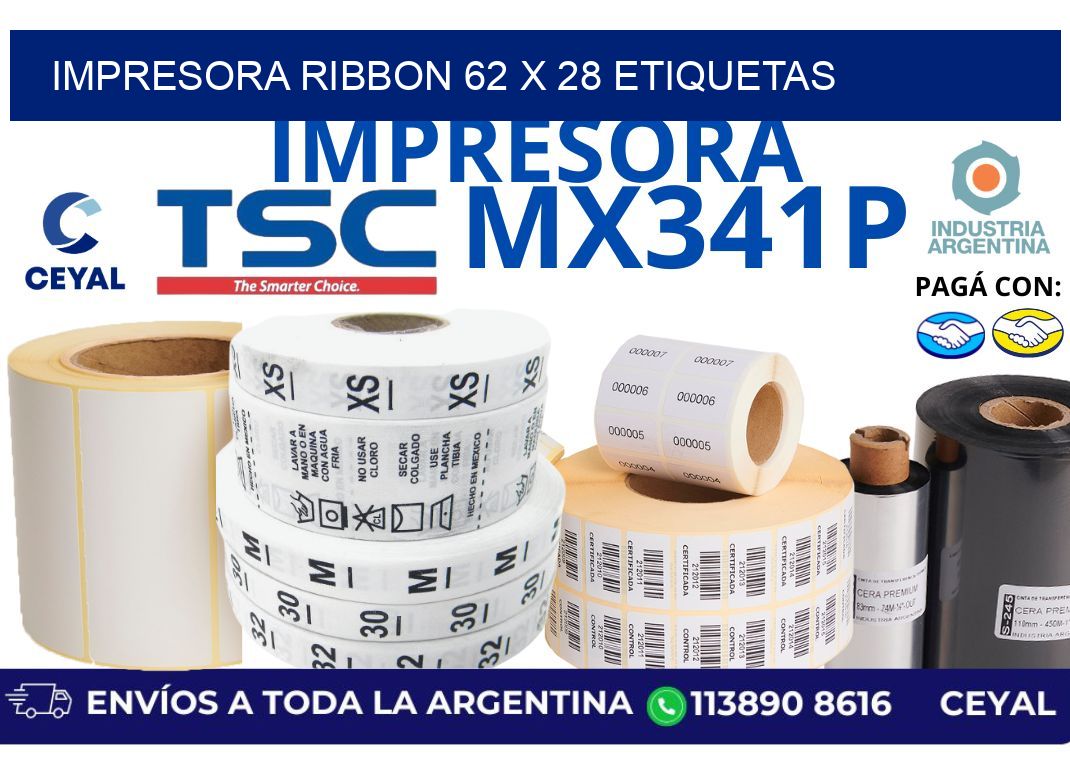 impresora ribbon 62 x 28 etiquetas