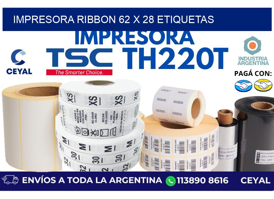 impresora ribbon 62 x 28 etiquetas