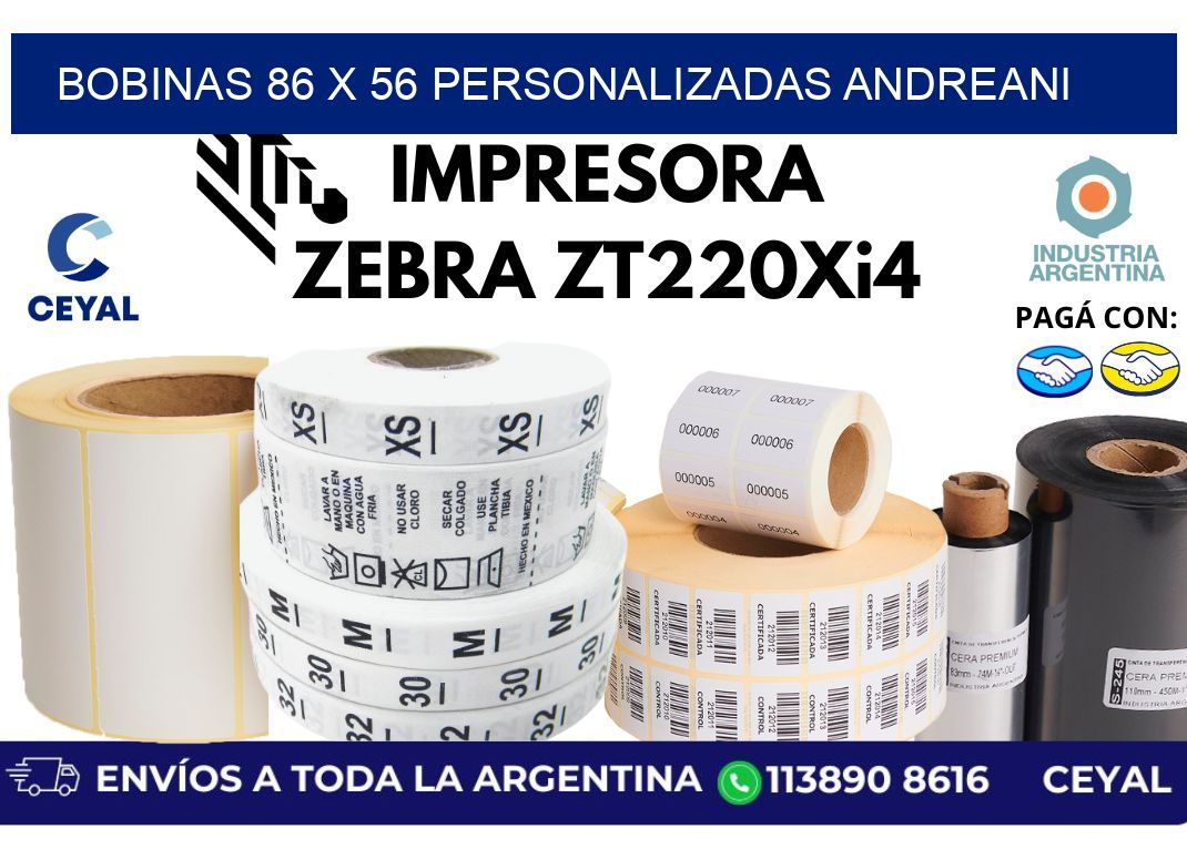 bobinas 86 x 56 personalizadas andreani