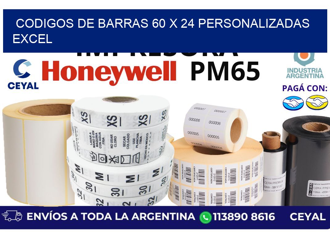 codigos de barras 60 x 24 personalizadas excel