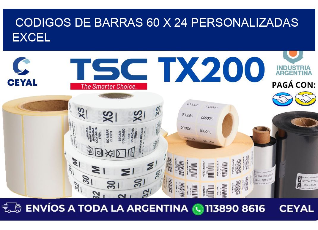 codigos de barras 60 x 24 personalizadas excel