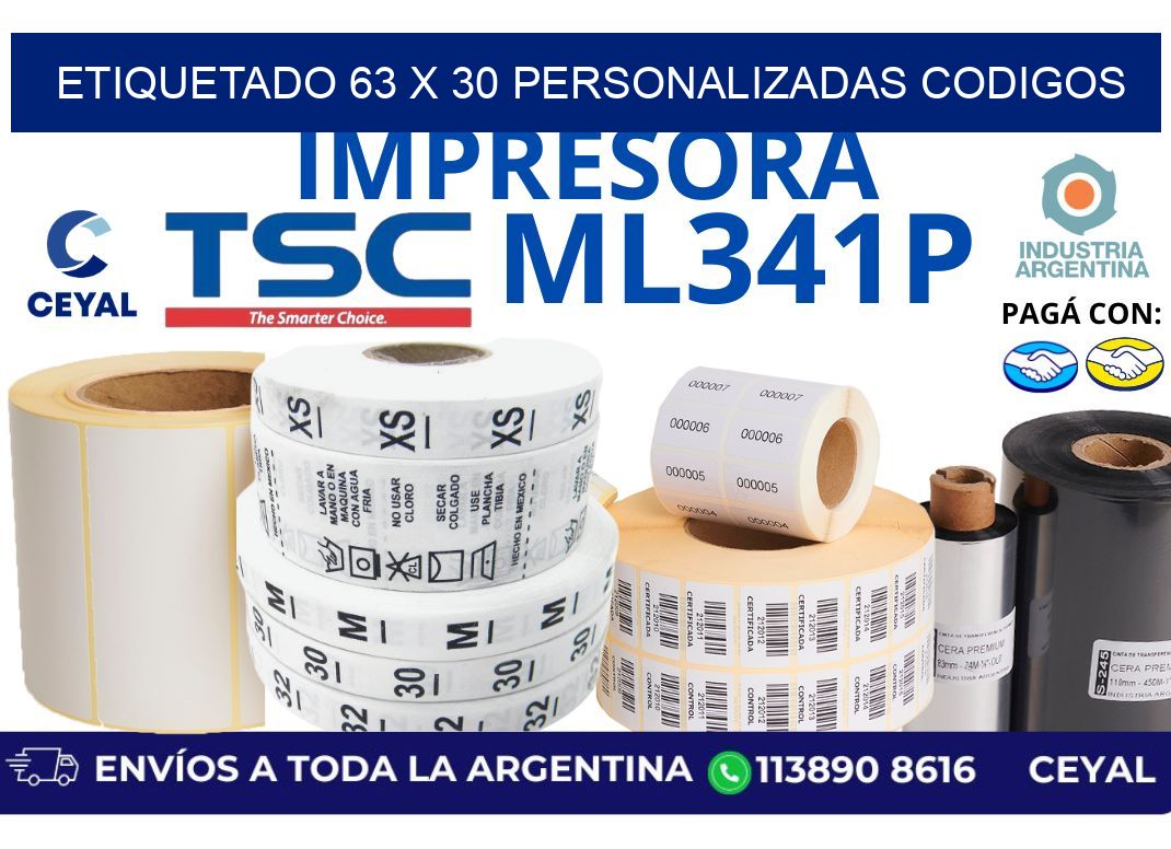 etiquetado 63 x 30 personalizadas codigos