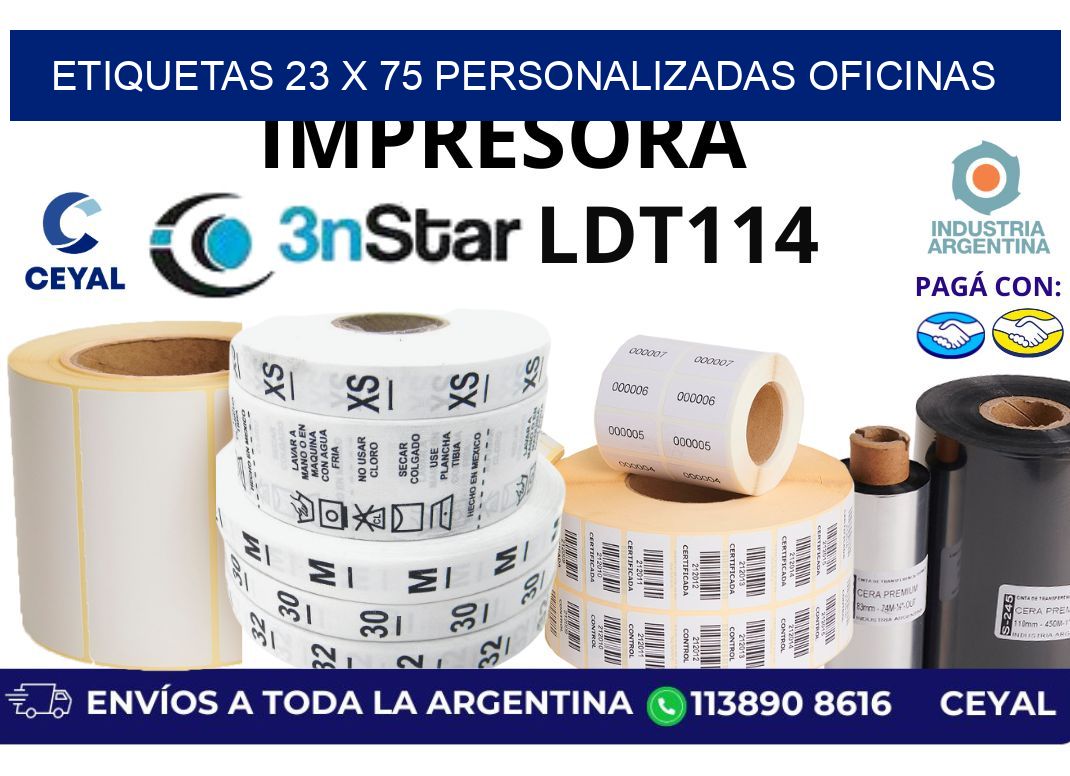 etiquetas 23 x 75 personalizadas oficinas