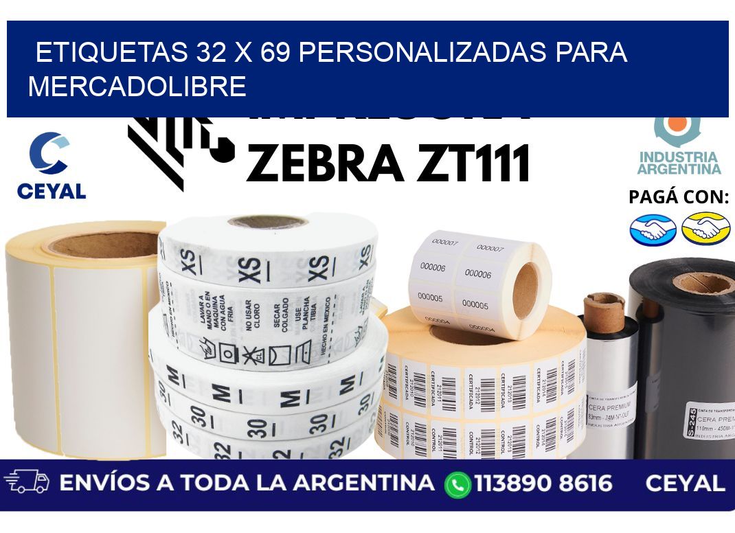etiquetas 32 x 69 personalizadas para mercadolibre