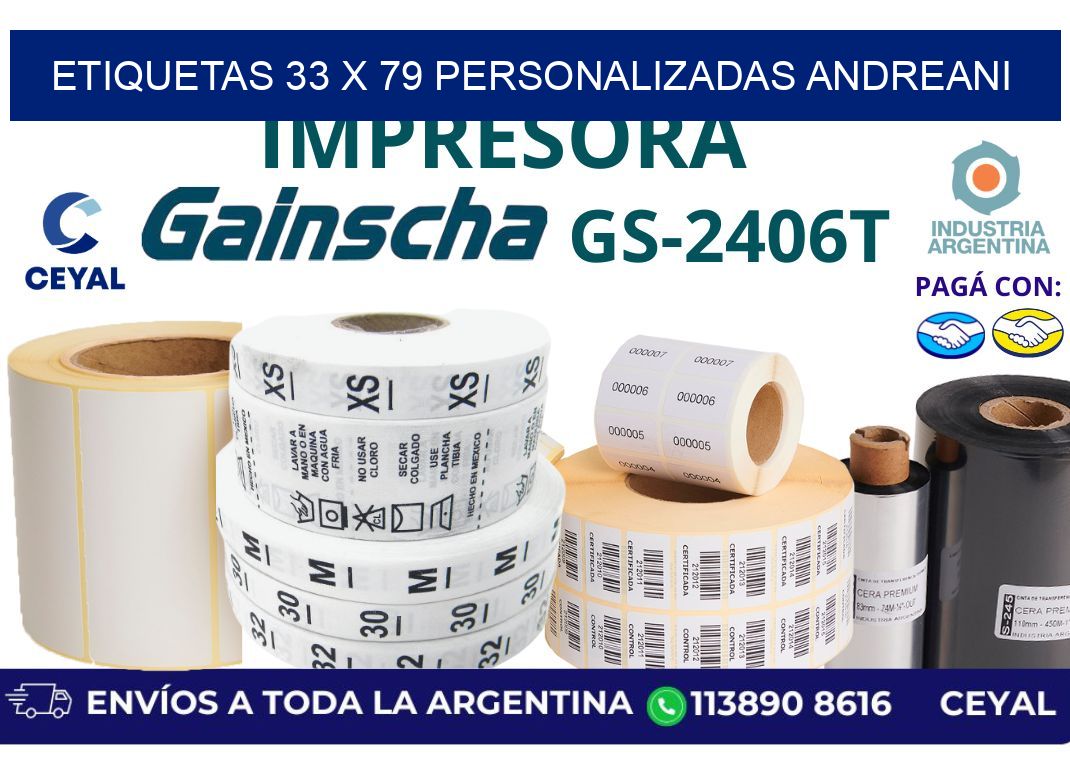 etiquetas 33 x 79 personalizadas andreani