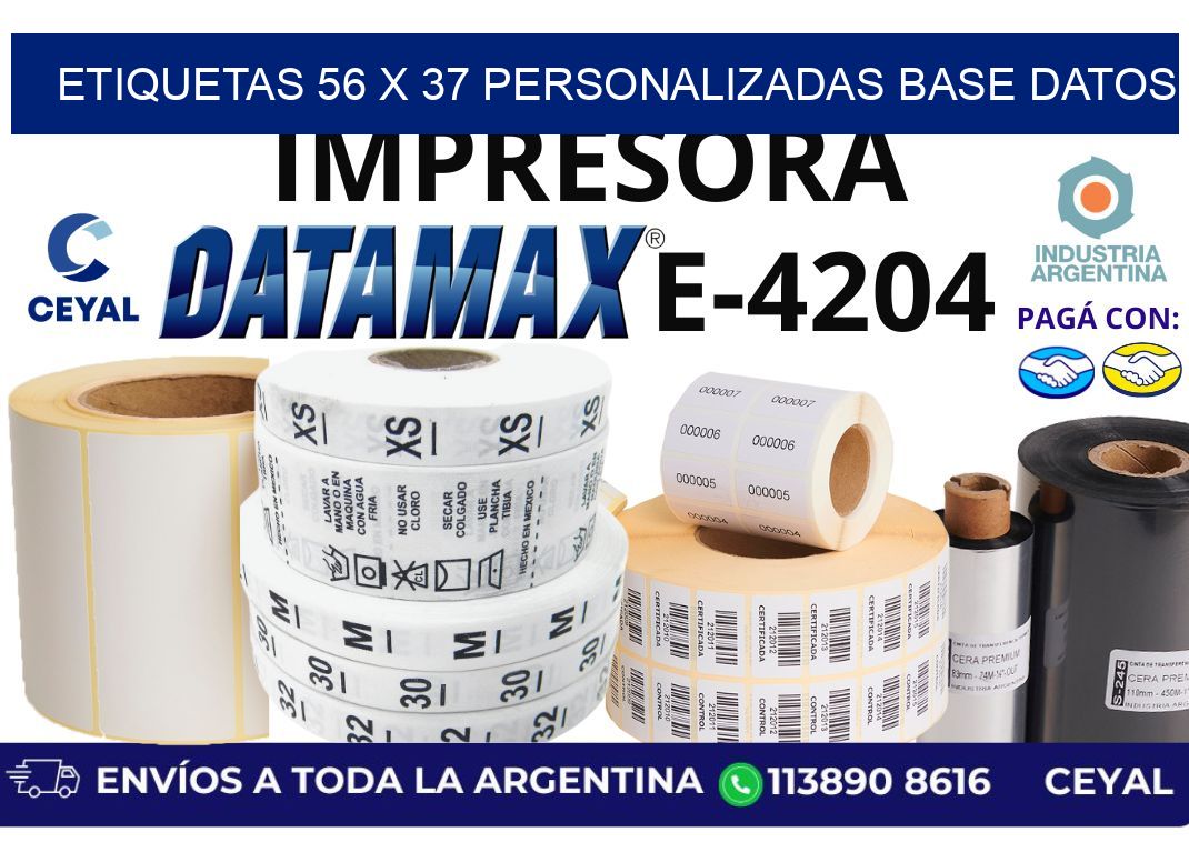 etiquetas 56 x 37 personalizadas base datos