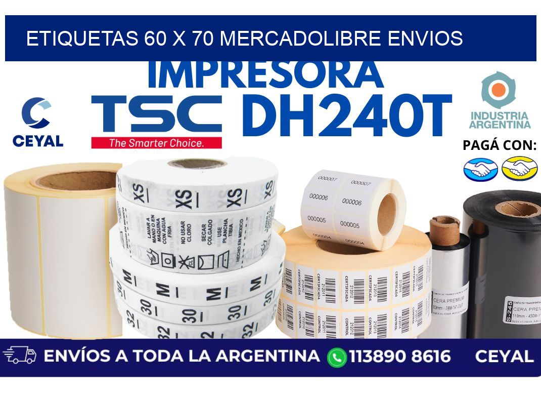etiquetas 60 x 70 mercadolibre envios