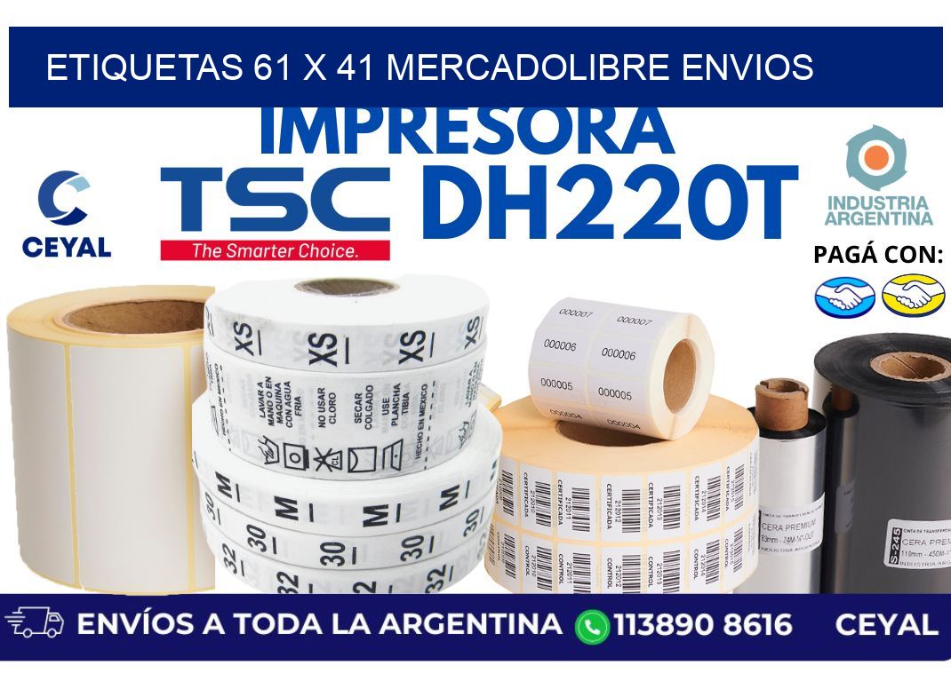 etiquetas 61 x 41 mercadolibre envios