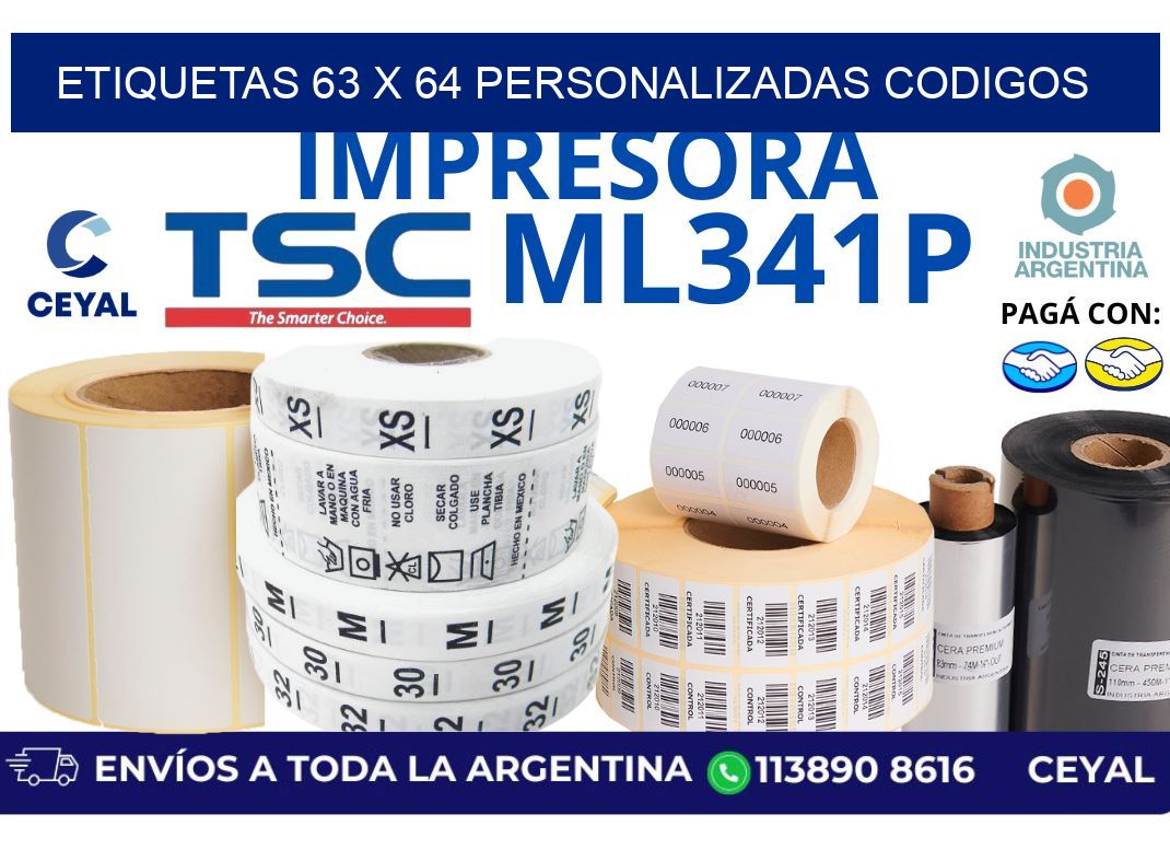 etiquetas 63 x 64 personalizadas codigos