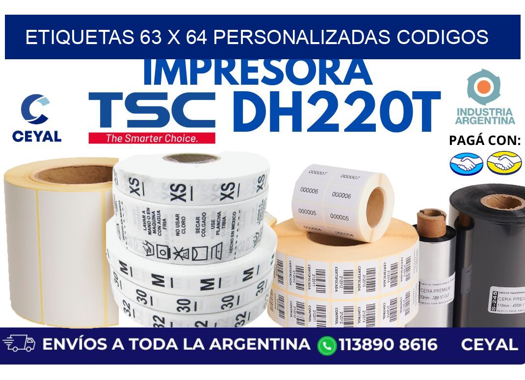 etiquetas 63 x 64 personalizadas codigos