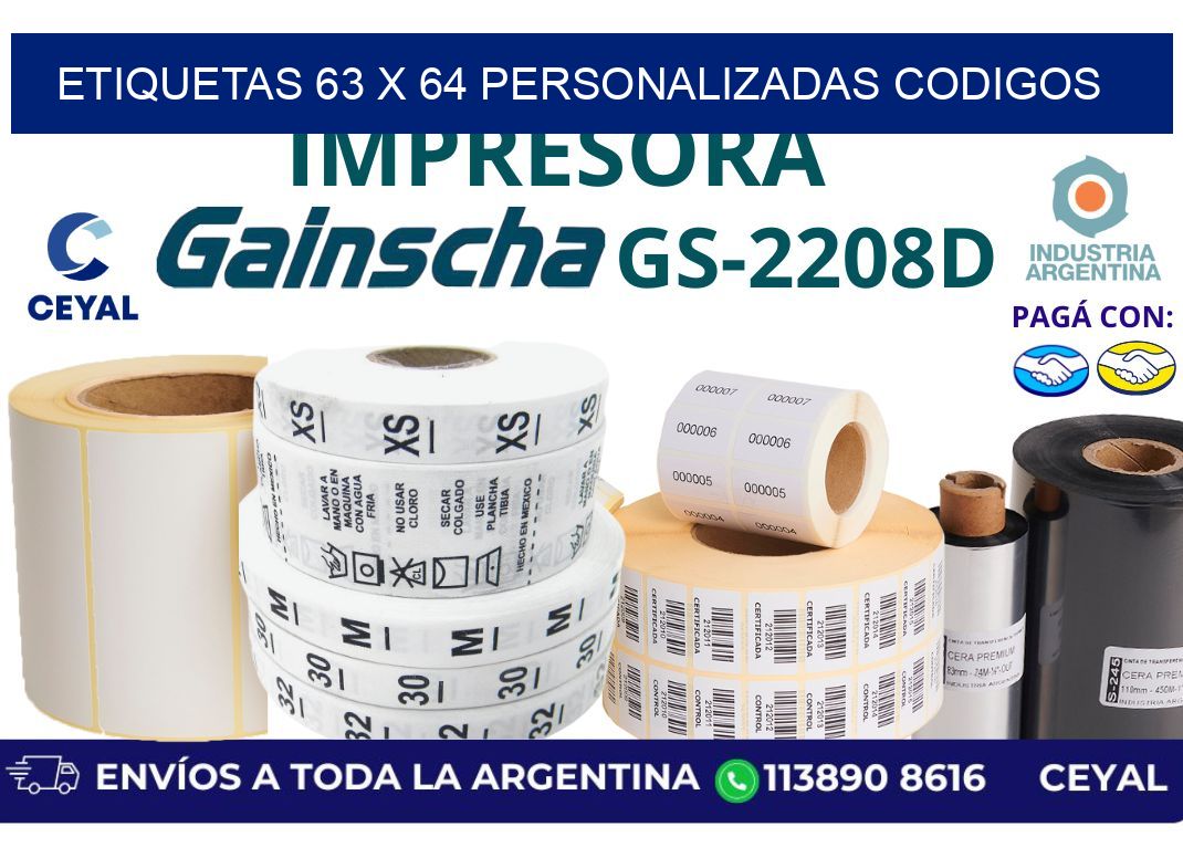 etiquetas 63 x 64 personalizadas codigos