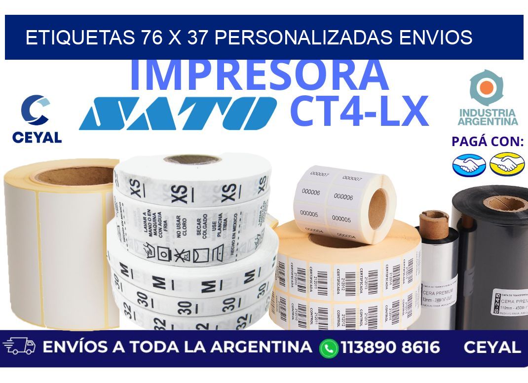 etiquetas 76 x 37 personalizadas envios