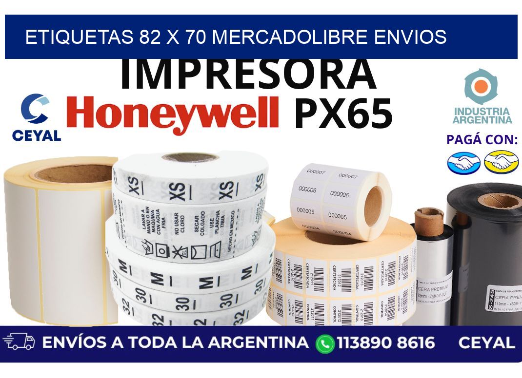 etiquetas 82 x 70 mercadolibre envios