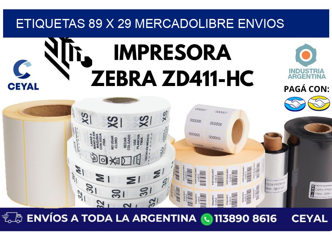 etiquetas 89 x 29 mercadolibre envios