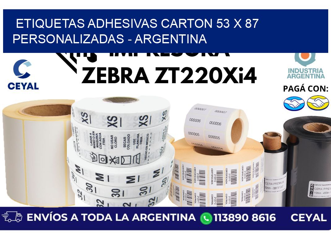 etiquetas adhesivas carton 53 x 87 personalizadas - Argentina
