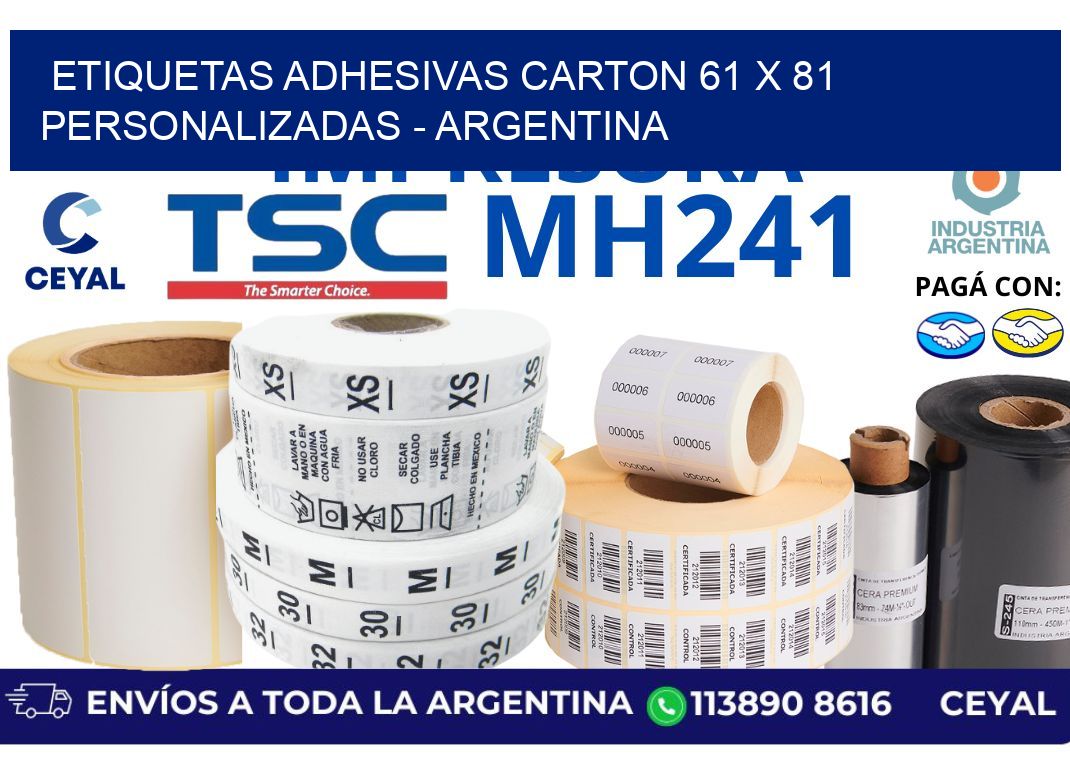 etiquetas adhesivas carton 61 x 81 personalizadas - Argentina