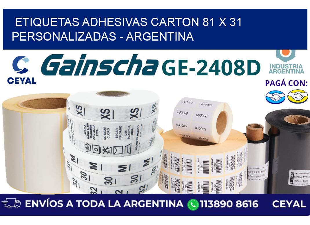 etiquetas adhesivas carton 81 x 31 personalizadas – Argentina