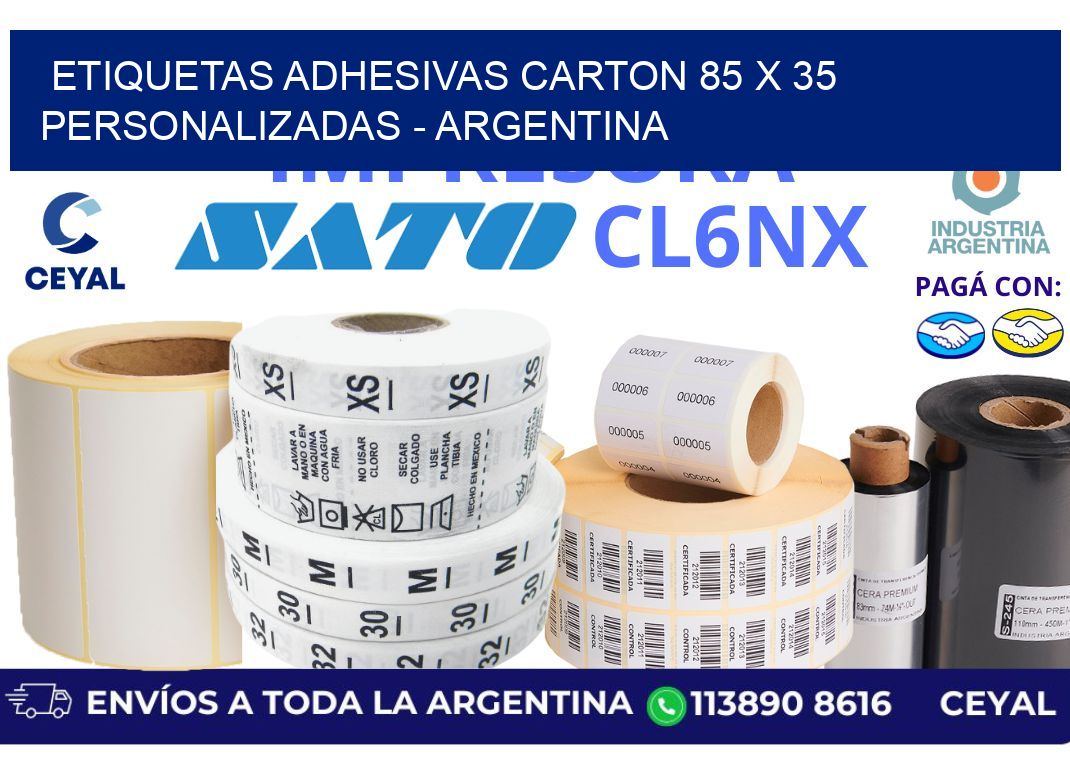 etiquetas adhesivas carton 85 x 35 personalizadas - Argentina