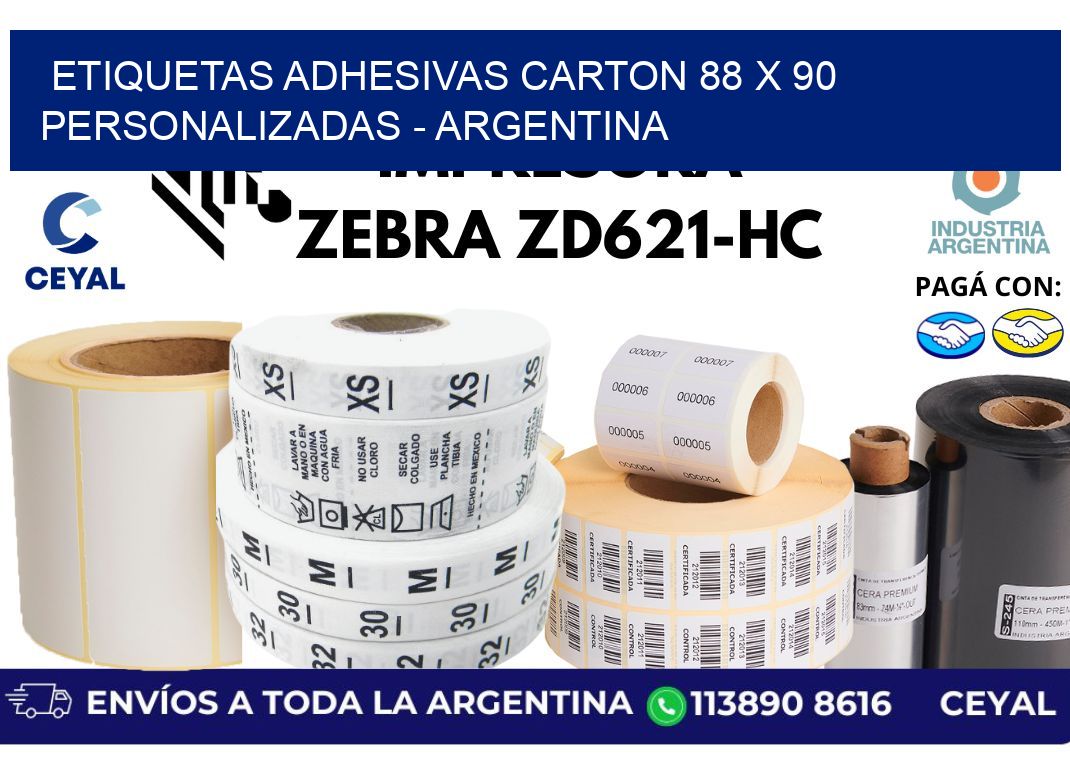 etiquetas adhesivas carton 88 x 90 personalizadas - Argentina