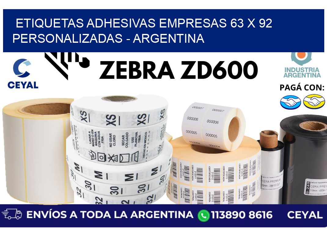 etiquetas adhesivas empresas 63 x 92 personalizadas - Argentina