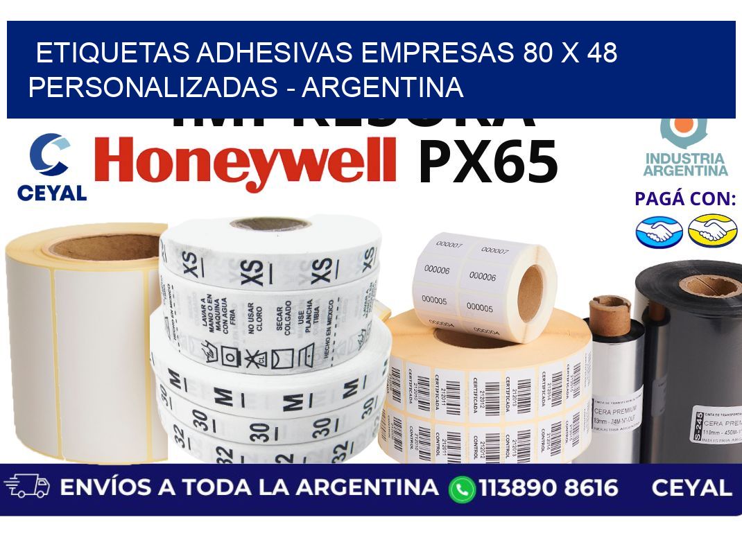 etiquetas adhesivas empresas 80 x 48 personalizadas – Argentina