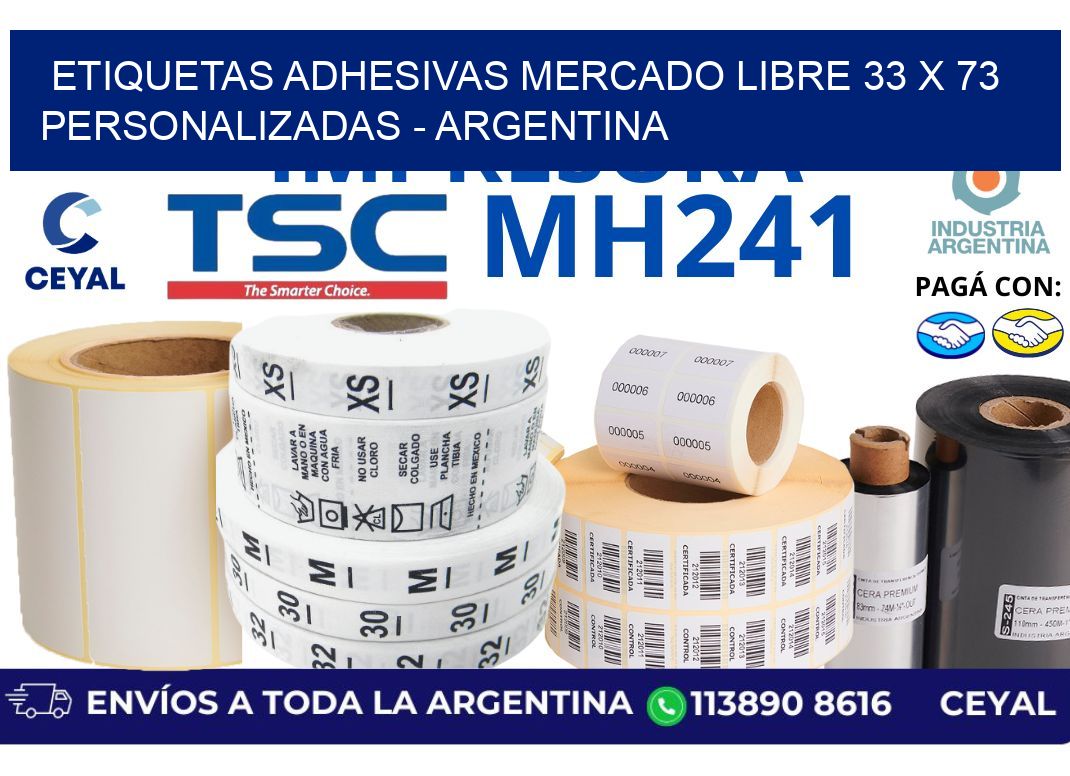 etiquetas adhesivas mercado libre 33 x 73 personalizadas – Argentina