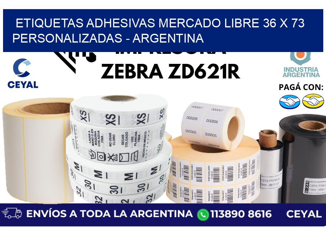etiquetas adhesivas mercado libre 36 x 73 personalizadas - Argentina