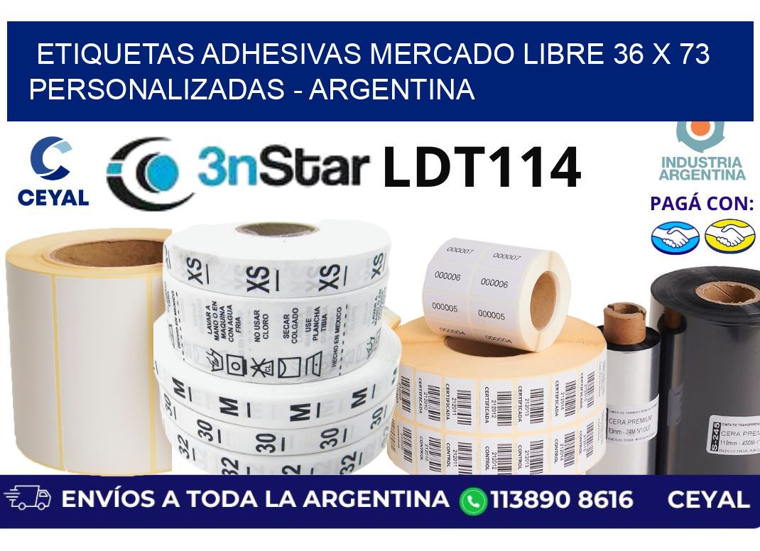 etiquetas adhesivas mercado libre 36 x 73 personalizadas - Argentina