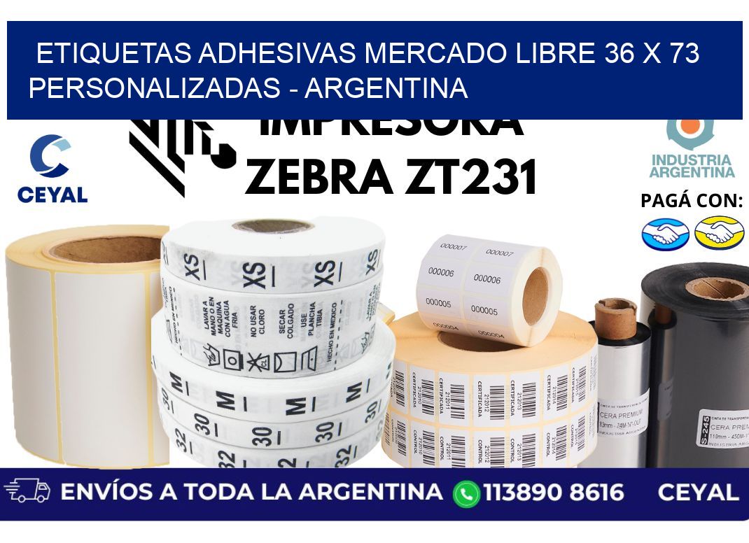 etiquetas adhesivas mercado libre 36 x 73 personalizadas – Argentina