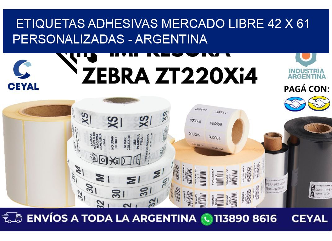 etiquetas adhesivas mercado libre 42 x 61 personalizadas - Argentina