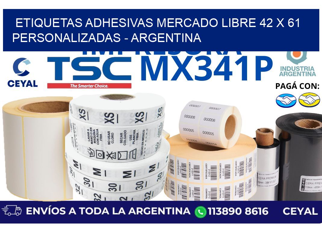 etiquetas adhesivas mercado libre 42 x 61 personalizadas – Argentina