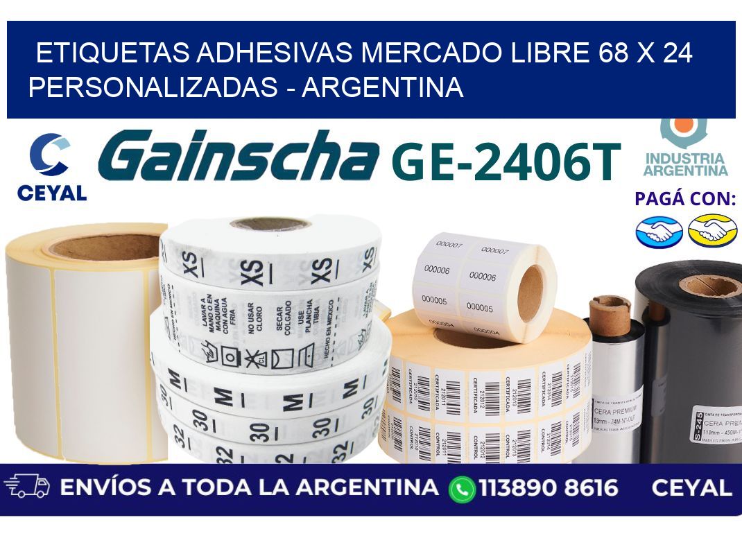 etiquetas adhesivas mercado libre 68 x 24 personalizadas - Argentina