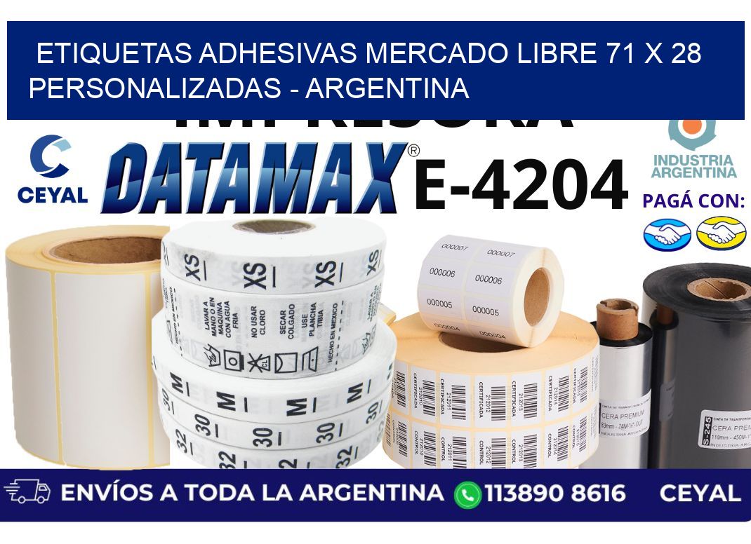 etiquetas adhesivas mercado libre 71 x 28 personalizadas - Argentina
