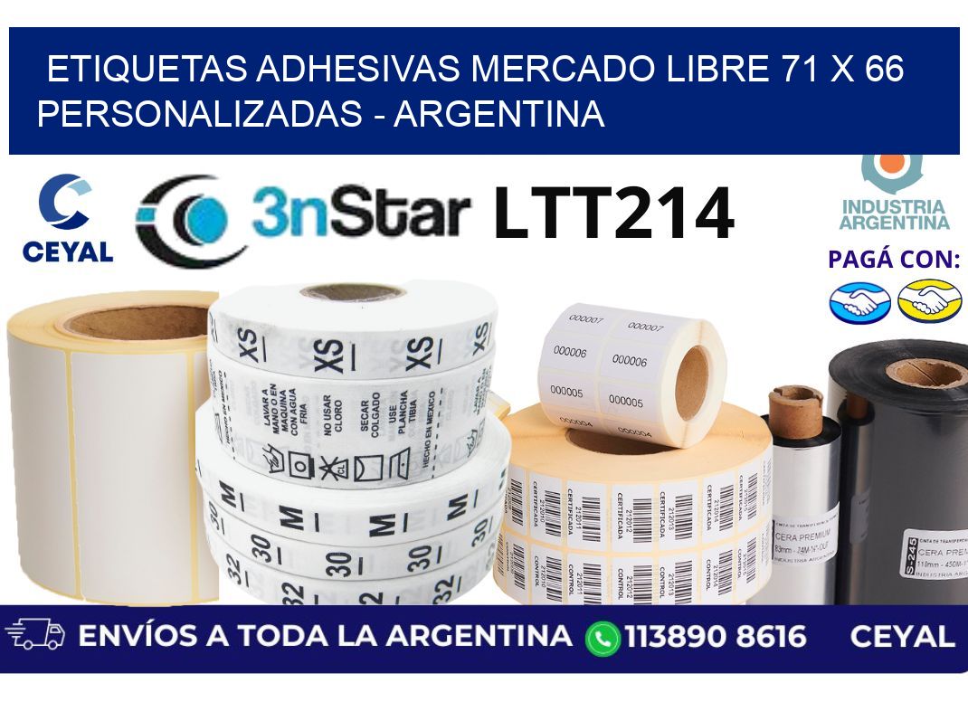 etiquetas adhesivas mercado libre 71 x 66 personalizadas – Argentina