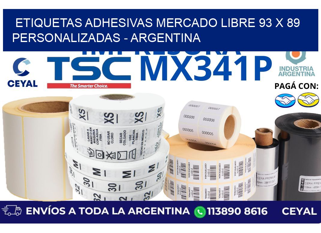 etiquetas adhesivas mercado libre 93 x 89 personalizadas – Argentina