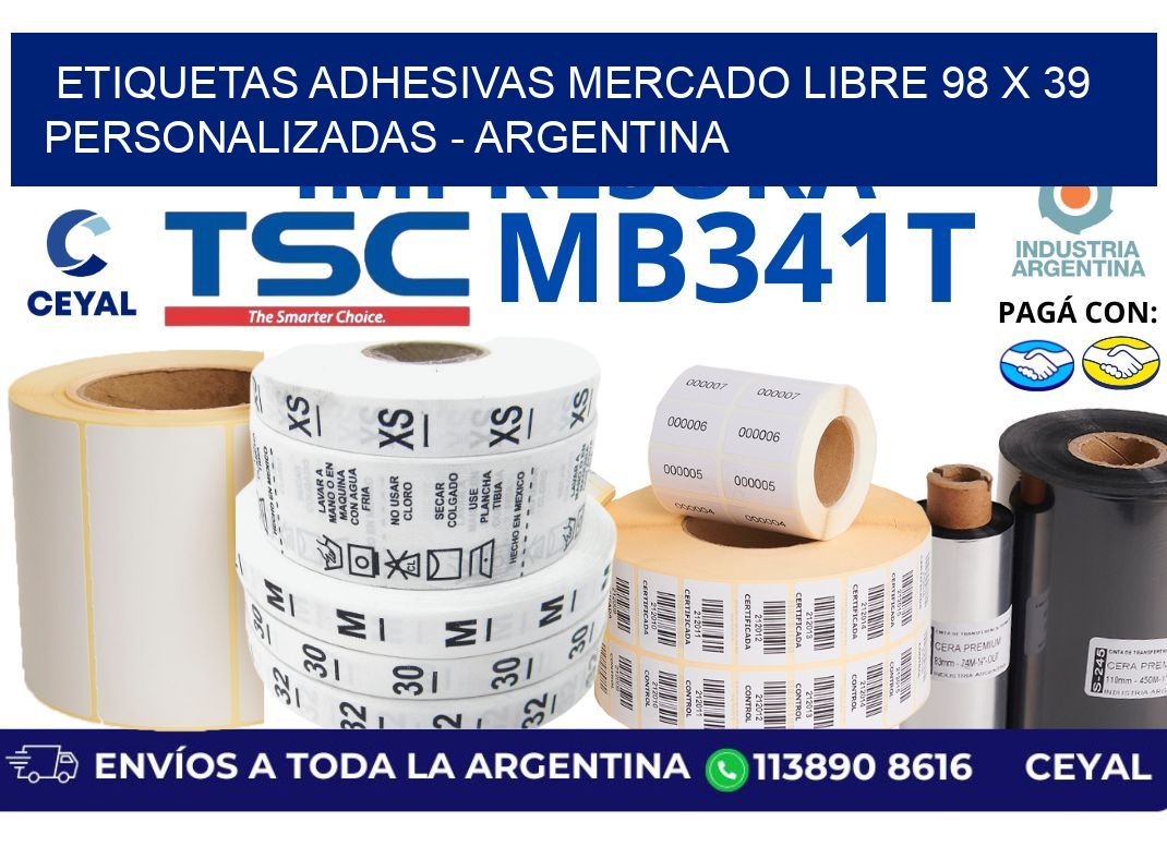 etiquetas adhesivas mercado libre 98 x 39 personalizadas - Argentina