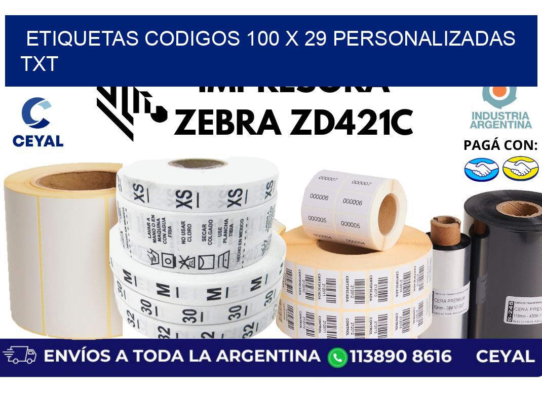 etiquetas codigos 100 x 29 personalizadas txt