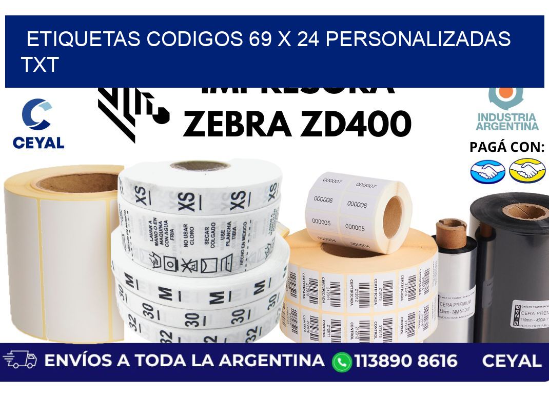 etiquetas codigos 69 x 24 personalizadas txt